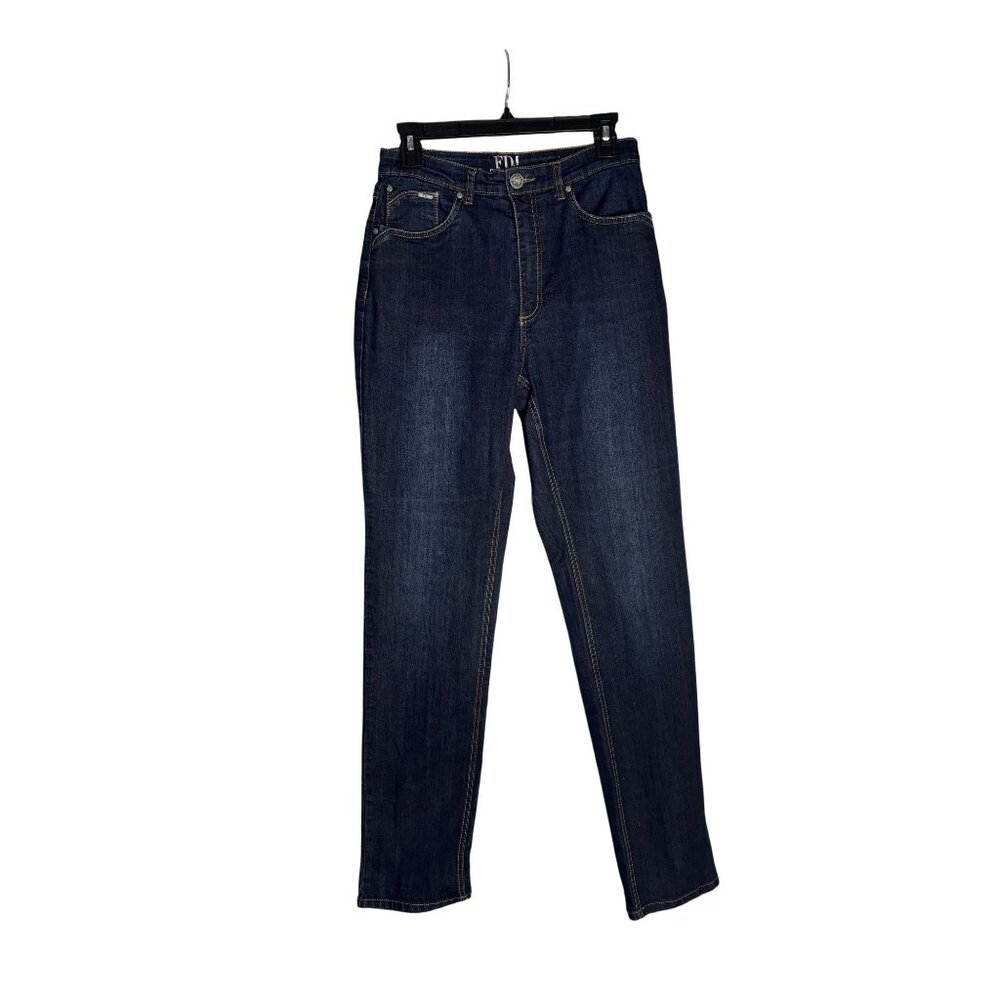 FDJ French Dressing Jeans Suzanne Slim Leg High -Rise Denim  Size 10 Dark Wash - Picture 2 of 13